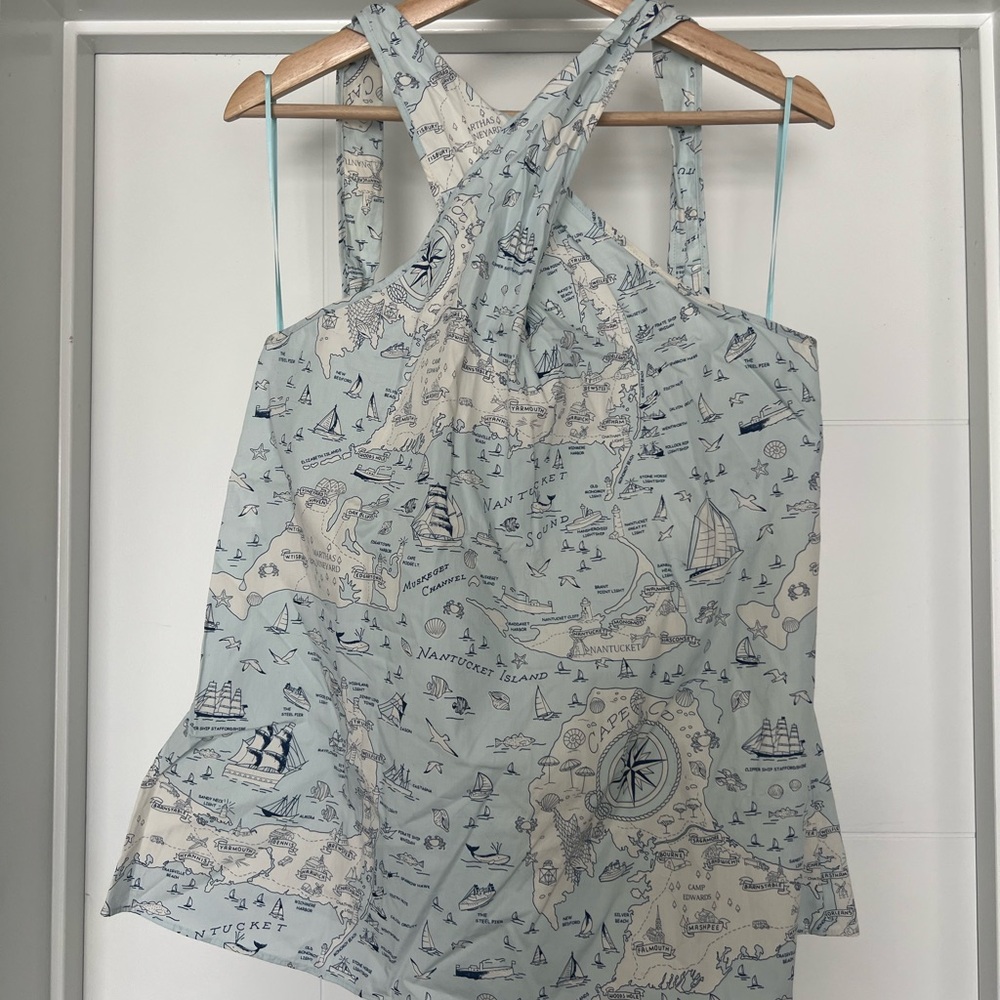 J Crew Collection Ratti Compass Print Halter Top - Size XL NWT